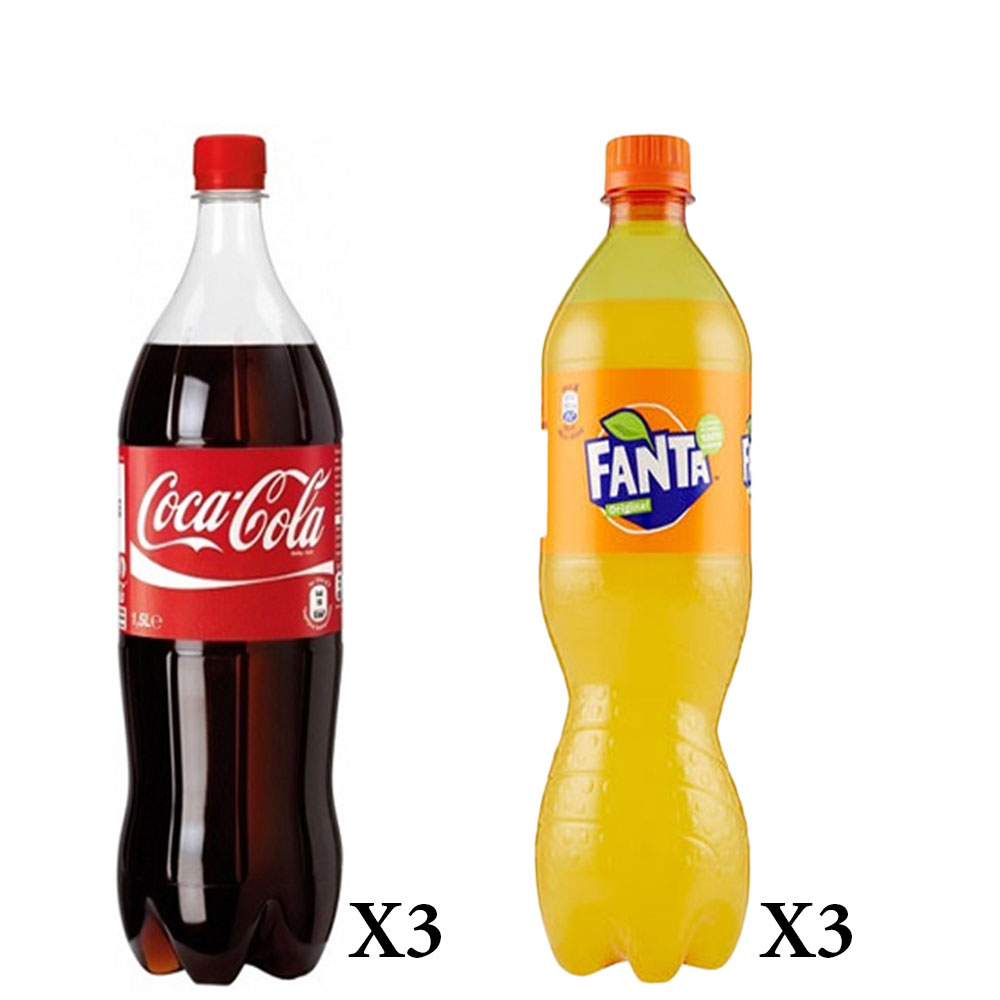 Coca cola & fanta cl 90 mista pet (3+3)