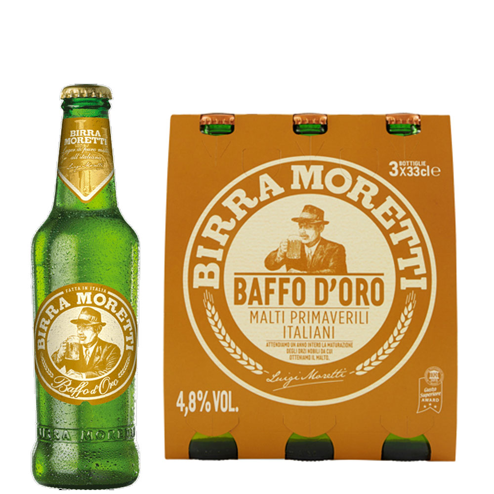 Birra moretti Baffo oro tris cl 33