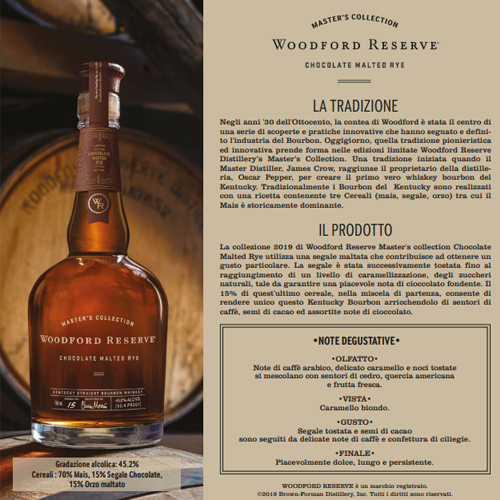 Whiskey Woodford Reserve chocolate Rye cl 70 Astucciato - immagine 2