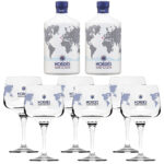 Gin Nordes 2 bt cl 70 + 6 Calici Fardo