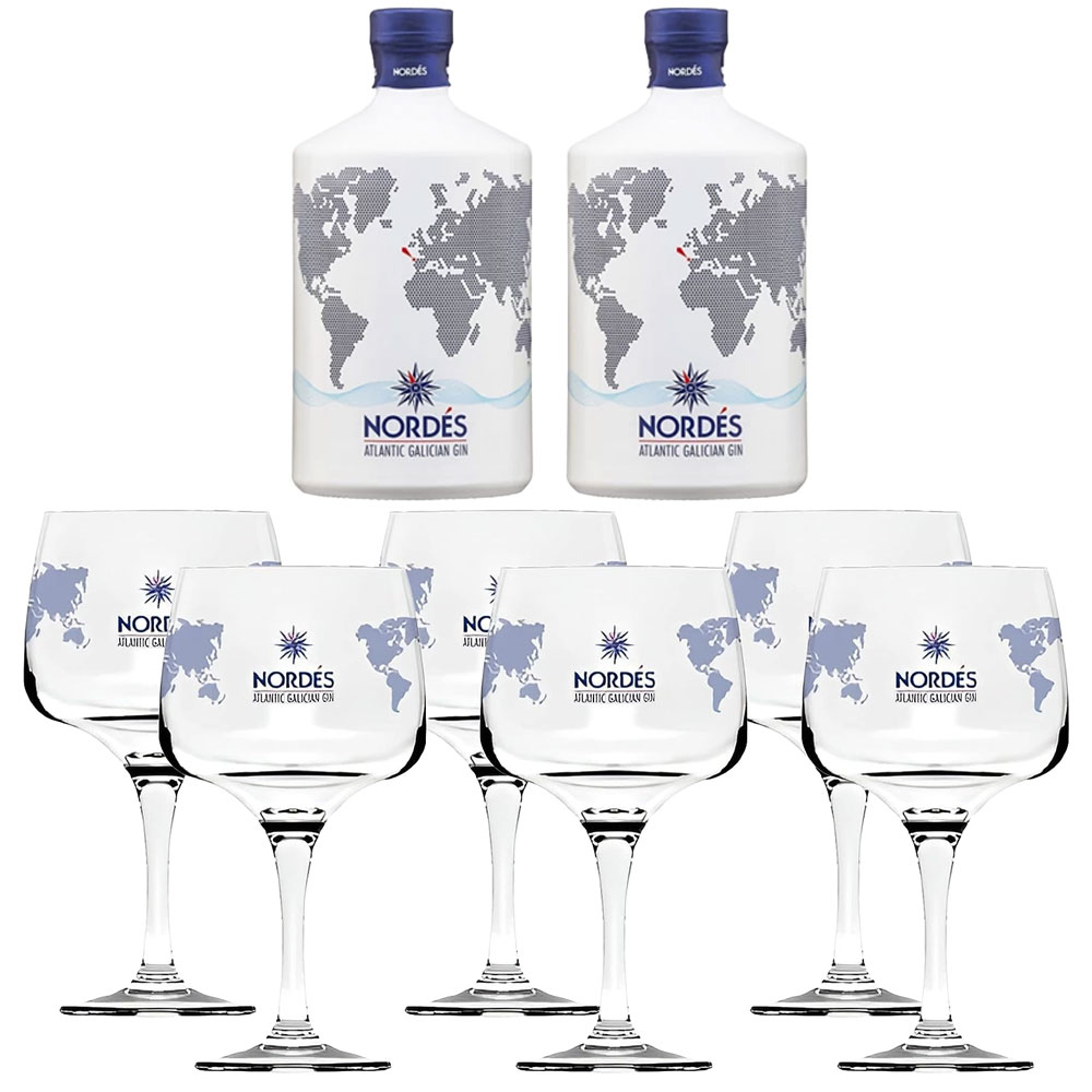 Gin Nordes 2 bt cl 70 + 6 Calici Fardo
