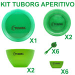 Kit Tuborg Aperitivo 6 forch 2 piatti 1 vassoio 2 ciotole grandi 6 ciotole min
