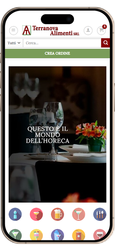 L'App Terranova Alimenti sullo schermo di uno smartphone